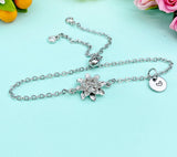Silver Lotus Charm Bracelet • Dainty Bloom Accent • Minimalist Spiritual Jewelry, N6709