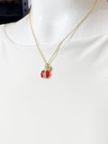 Gold Red Ladybug Charm Necklace for Women, N6732