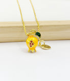 Gold Orange Pomegranate Charm Necklace for Women, N6734