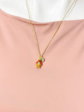 Gold Red Pomegranate Charm Necklace for Women, N6735