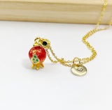 Gold Red Pomegranate Charm Necklace for Women, N6735