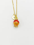 Gold Red Pomegranate Charm Necklace for Women, N6735
