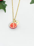 Gold Red Pomegranate Charm Necklace for Women, N6737