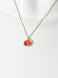 Gold Red Pomegranate Charm Necklace for Women, N6737