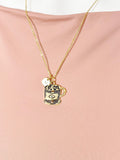 Gold Coffee Bean Blender Charm Necklace for Women, N6740