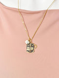 Gold Coffee Bean Blender Charm Necklace for Women, N6740