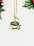 Gold Coffee Cup and Saucer Charm Necklace for Women, N6741