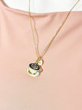 Gold Coffee Cup and Saucer Charm Necklace for Women, N6741
