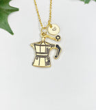 Gold Manual Coffee Bean Grinder Charm Necklace for Women, N6742