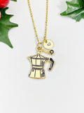 Gold Manual Coffee Bean Grinder Charm Necklace for Women, N6742