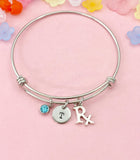 Silver Pharmacist Rx Charm Bracelet for Women, N2162B