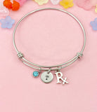 Silver Pharmacist Rx Charm Bracelet for Women, N2162B