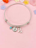 Silver Pharmacist Rx Charm Bracelet for Women, N2162B