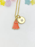 Gold Red Ghost Charm Necklace, Halloween Jewelry Gift for Girl or Women N6013R