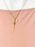 Gold Cross Sword Charm Necklace, N6743
