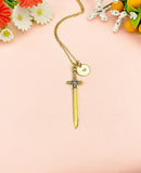 Gold Cross Sword Charm Necklace, N6743
