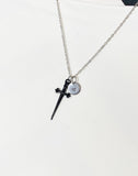 Black Cross Sword Charm Necklace, N6744
