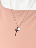 Black Cross Sword Charm Necklace, N6744