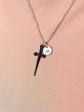 Black Cross Sword Charm Necklace, N6744