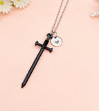 Black Cross Sword Charm Necklace, N6745