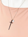 Black Cross Sword Charm Necklace, N6745