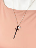 Black Cross Sword Charm Necklace, N6745