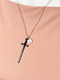 Black Cross Sword Charm Necklace, N6745