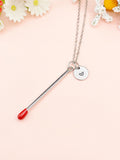 Silver Large Red Matchstick Charm Necklace for Women, N6747