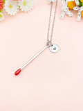 Silver Large Red Matchstick Charm Necklace for Women, N6747