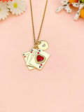 Gold King Queen Ace of Heart Charm Necklace for Women, N6748