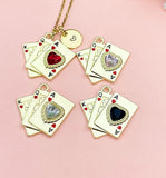 Gold King Queen Ace of Heart Charm Necklace for Women, N6748