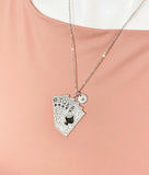 Silver Royal Straight Flush Playing Cards Poker Hand Charm Necklace, N6750