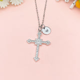 Silver Cross Charm Necklace, N6752