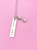 Silver Dumbbell Weightlifting Charm Necklace, N6755