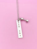 Silver Dumbbell Weightlifting Charm Necklace, N6755