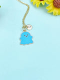 Blue Ghost Charm Necklace • Enamel Pendant, Initial Necklace