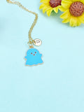 Blue Ghost Charm Necklace • Enamel Pendant, Initial Necklace