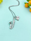 Silver Saxophone Charm Necklace • Music Lover Pendant • Dainty Minimalist Jewelry Gift, N6711