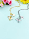 Gold or Silver Tiny Manta Ray Charm Necklace • Dainty Ocean Pendant Jewelry Gift, N6713