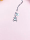 Scarab Beetle Necklace • Gold or Silver Insect Charm, Initial Pendant