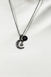 Celestial Moon and Star Necklace – Black Charm Jewelry Gift for Her or Teen, N5773B