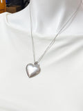 Silver Heart Locket Necklace – Personalized A-Z Initial Disc Gift for Her or Teen, NL001