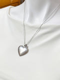 Silver Heart Locket Necklace – Personalized A-Z Initial Disc Gift for Her or Teen, NL001