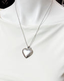 Silver Heart Locket Necklace – Personalized A-Z Initial Disc Gift for Her or Teen, NL001