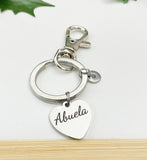 Abuela Keychain • Stainless Steel Heart Engraved Gift for Grandparents, D612A