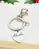 Abuela Keychain • Stainless Steel Heart Engraved Gift for Grandparents, D612A