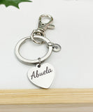 Abuela Keychain • Stainless Steel Heart Engraved Gift for Grandparents, D612A