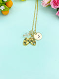 Drama Mask Necklace – Gold Theater Charm with Personalized Initial Charms A–Z Gift for Performer, N4893
