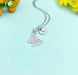 Butterfly Necklace – Silver Pendant with Personalized Initial Charms Gift for Her or Teen, N5883S