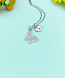 Butterfly Necklace – Silver Pendant with Personalized Initial Charms Gift for Her or Teen, N5883S